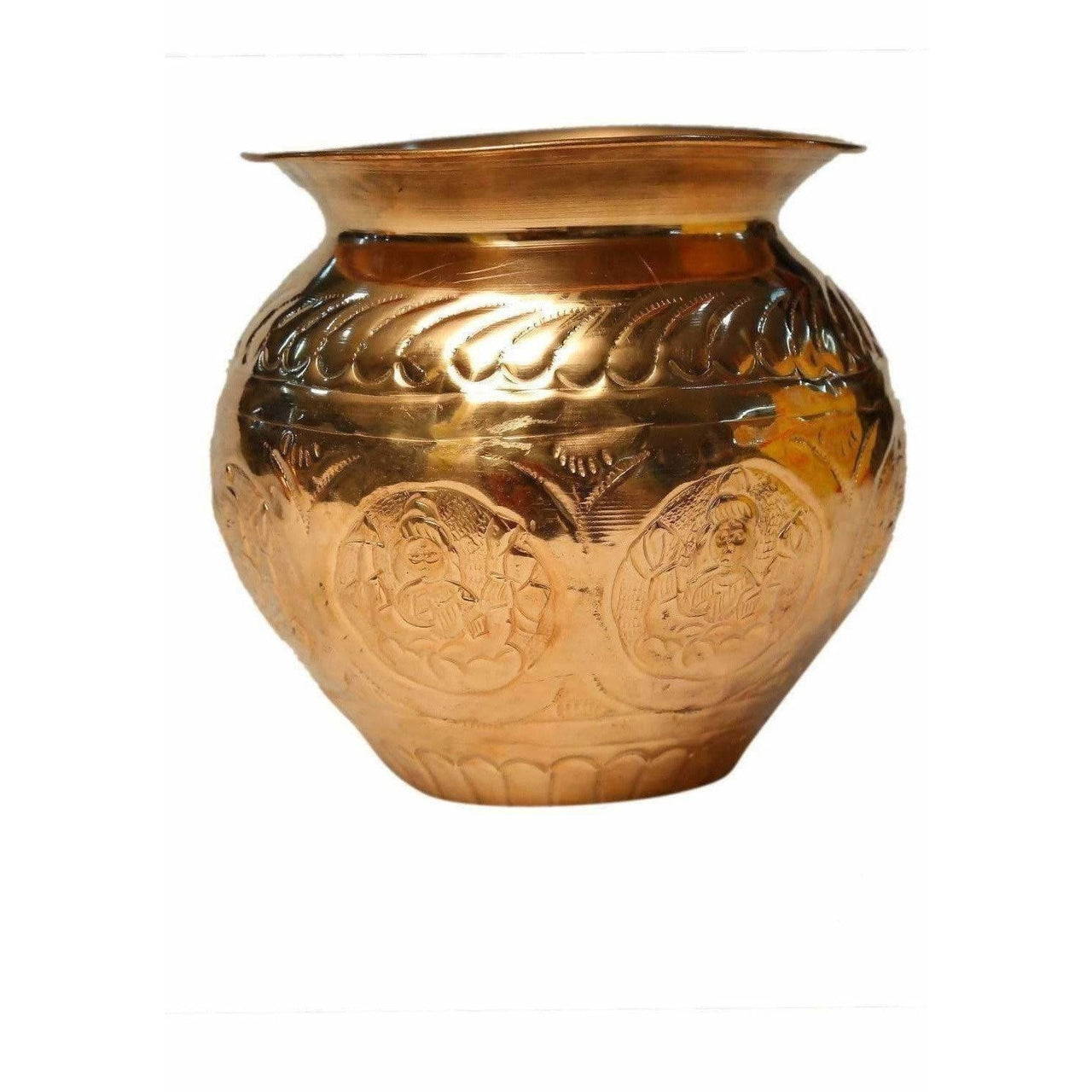 Pooja-8 Faces Globular Lakshmi Kalash (Medium size) / Ashtalakshmi Kalasam (Medium Size) - Distacart