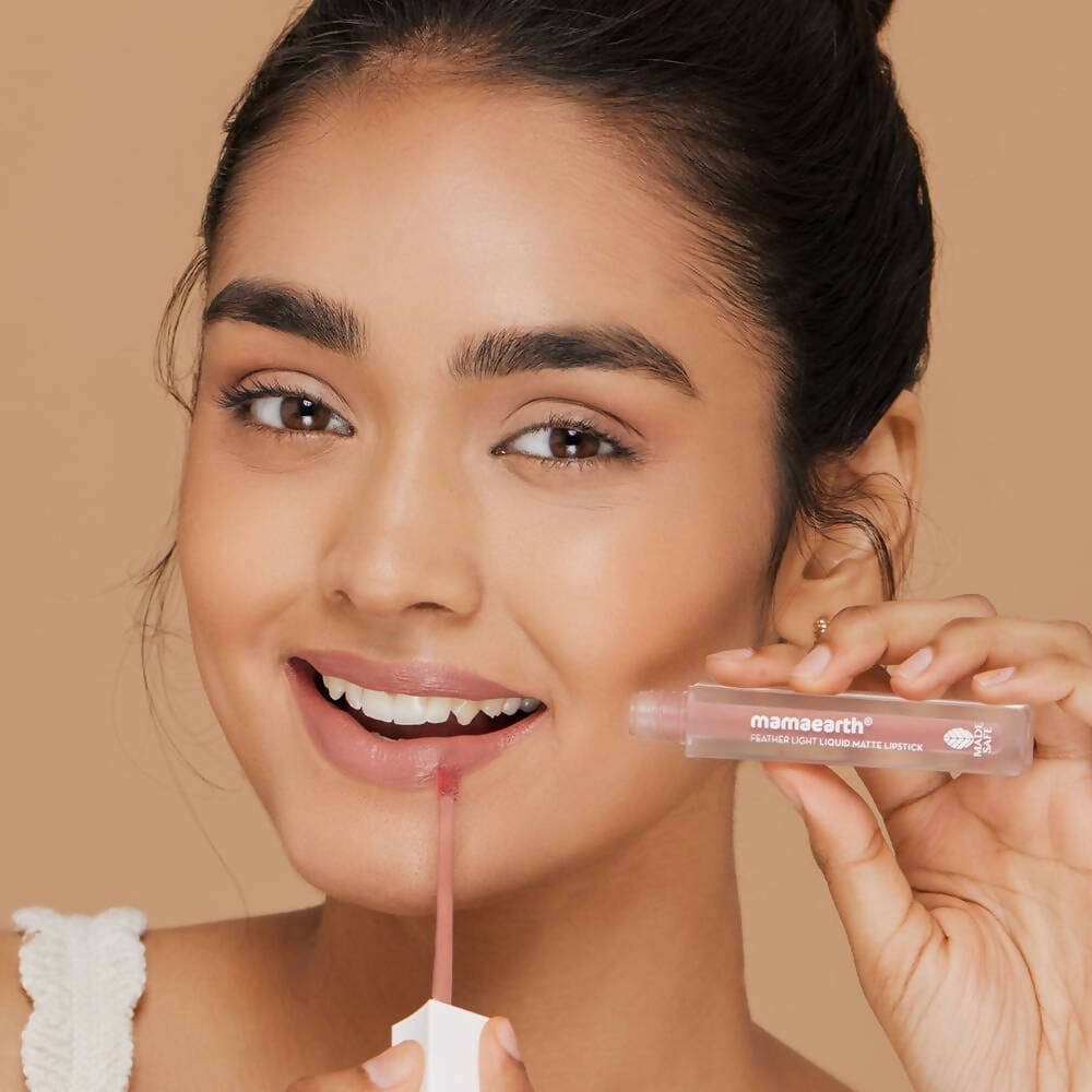 Mamaearth Feather Light Liquid Matte Lipstick - Nude Brown - Distacart