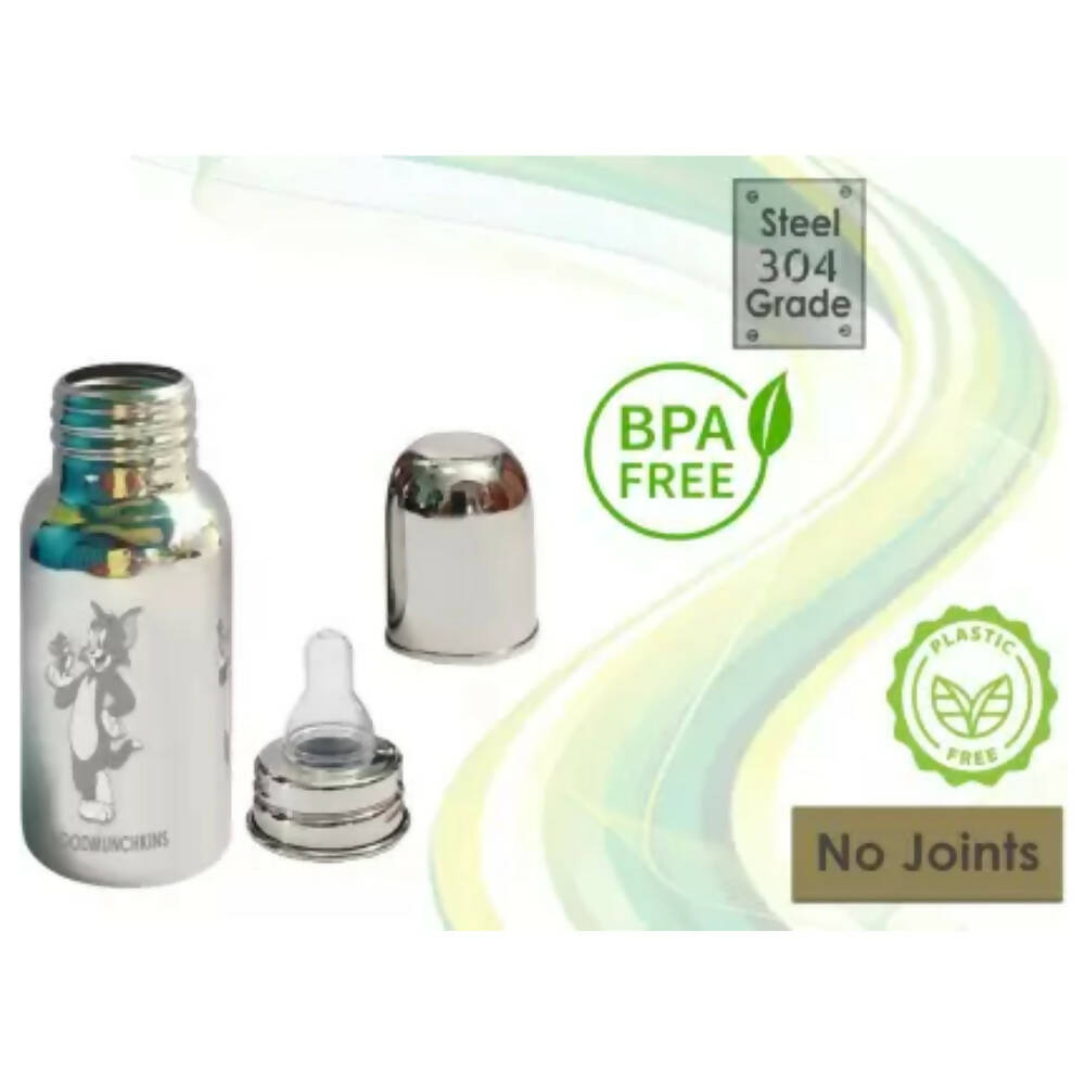 Goodmunchkins Stainless Steel Feeding Bottle 304 Grade Steel, Jointless, BPA Free, Rustfree Bottle 220 ml - Distacart