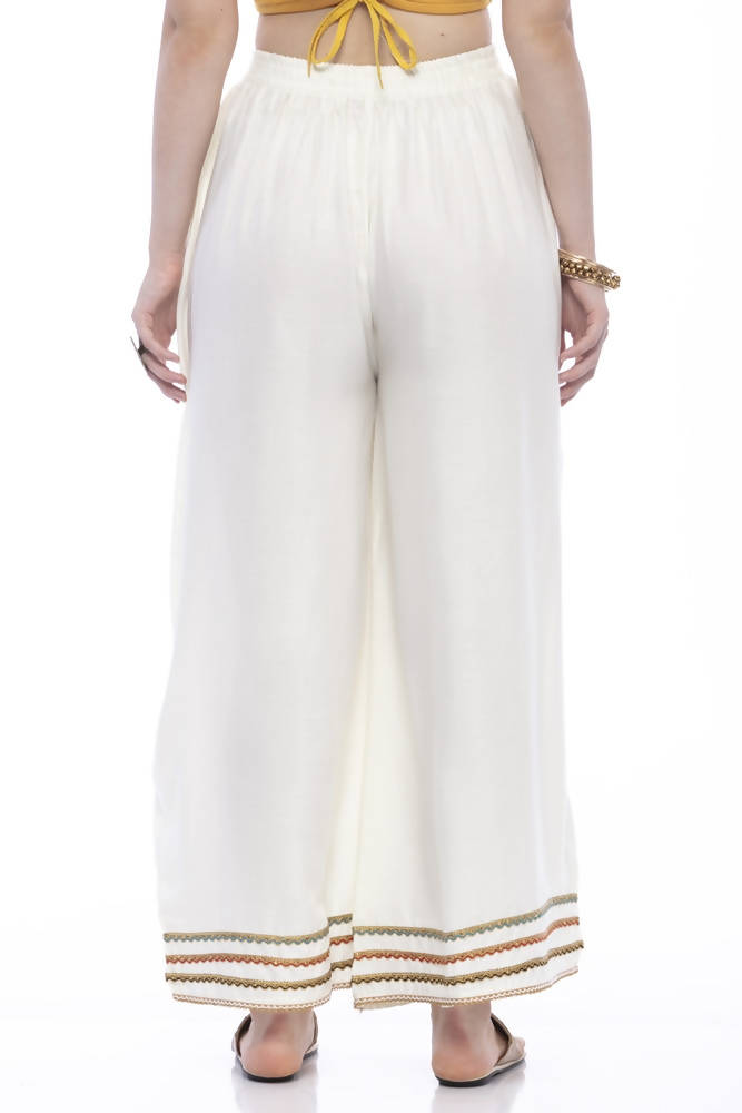 Mominos Fashion Reyon Cotton Cream Palazzo - Distacart
