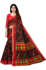 Thumbnail for Vamika Brown Linen Zari Border Saree