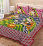 Thumbnail for Vamika Printed Cotton Matki Red Bedsheet With Pillow Covers
