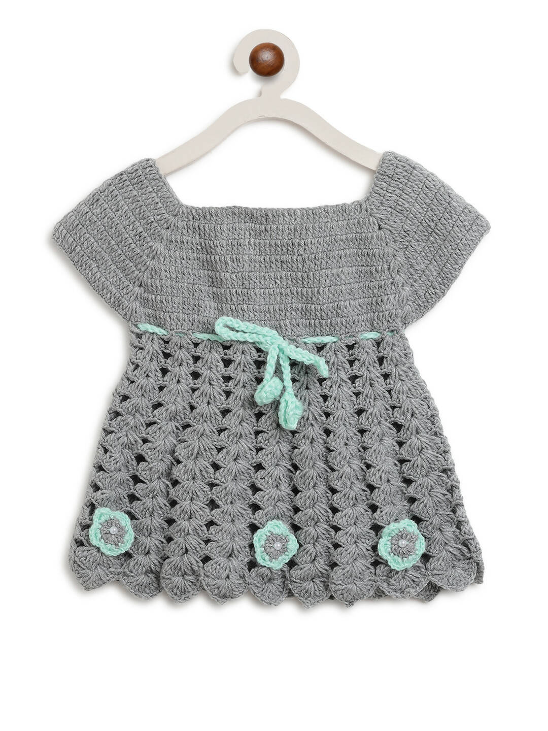 ChutPut Hand knitted Crochet Maharani Wool Dress - Green - Distacart