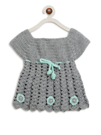 Thumbnail for ChutPut Hand knitted Crochet Maharani Wool Dress - Green - Distacart