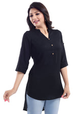 Thumbnail for Snehal Creations Beauteous Black Button Down Styled Rayon Kurti For Women - Distacart