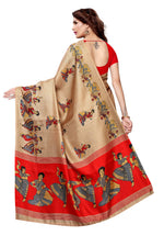 Thumbnail for Vamika Chiku Kalamkari With Jhalar Khadi Modern Silk Saree - Distacart