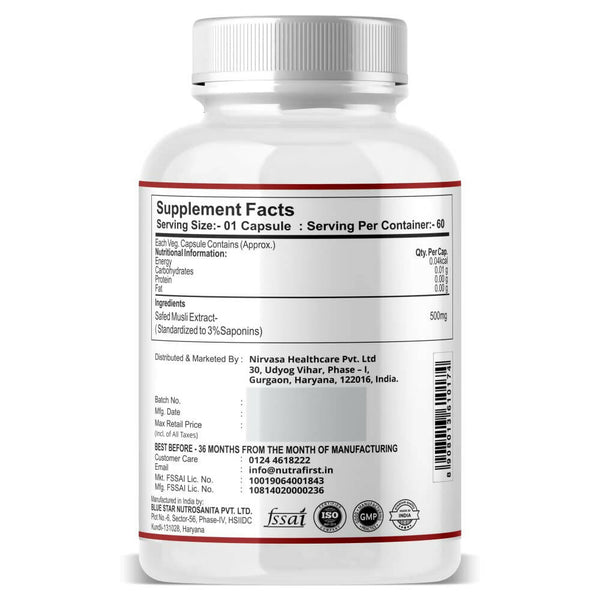 Nutrafirst Safed Musli Extract Capsules - Distacart