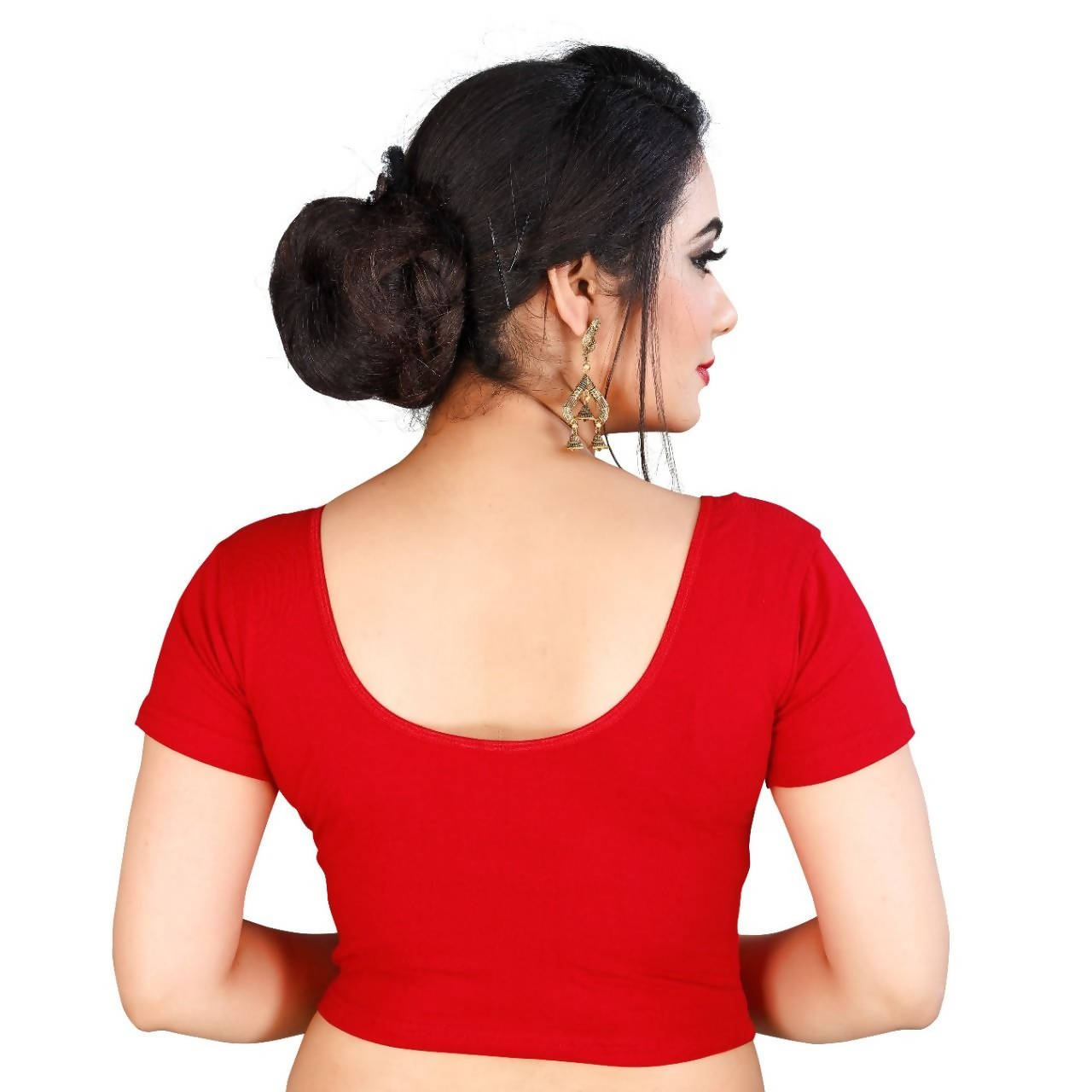 Vamika Red Lycra Plain Blouse - Distacart