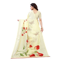 Thumbnail for Vamika Printed Jute Silk Cream Saree