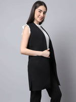 Thumbnail for Even Apparels Black Polywool Open Front Women's Long Coat PW668 - Distacart