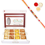 Thumbnail for Ghasitaram Assorted Barfis White Box With Pearl Beads Rakhi - Distacart