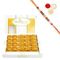 Thumbnail for Ghasitaram Nani's Special Besan Barfi With Pearl Beads Rakhi - Distacart