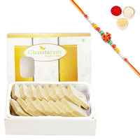 Thumbnail for Ghasitaram Pure Kaju Katlis Box With Pearl Beads Rakhi - Distacart