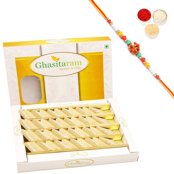 Ghasitaram Pure Kaju Katlis Box With Pearl Beads Rakhi - Distacart