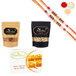 Thumbnail for Ghasitaram Almonds, Cashews and Besan Barfi With Pearl Beads Rakhi - Distacart