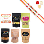 Thumbnail for Ghasitaram Best of 6 Sweets and Snacks Combo with Pearl Beads Rakhi - Distacart