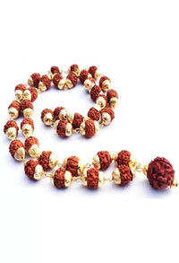 Thumbnail for Mominos Fashion Joharkamal Gold-Plated Statement Rudraksha Mala Long Necklace (Golden) - Distacart