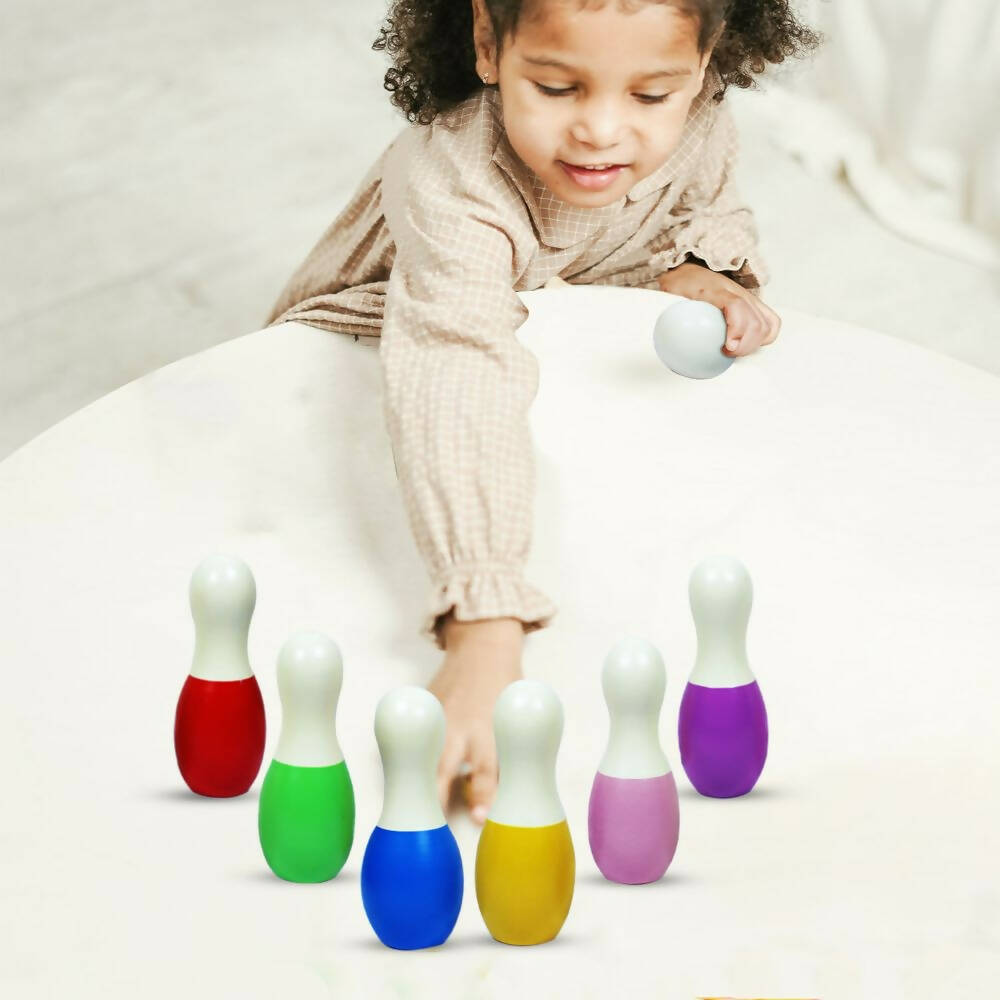 Matoyi Rainbow Colored Bowling Pin And Stacker Combo - Distacart