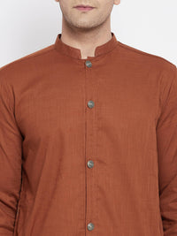 Thumbnail for Even Apparels Brown Pure Cotton Men's Sherwani Kurta With Open Front - Distacart