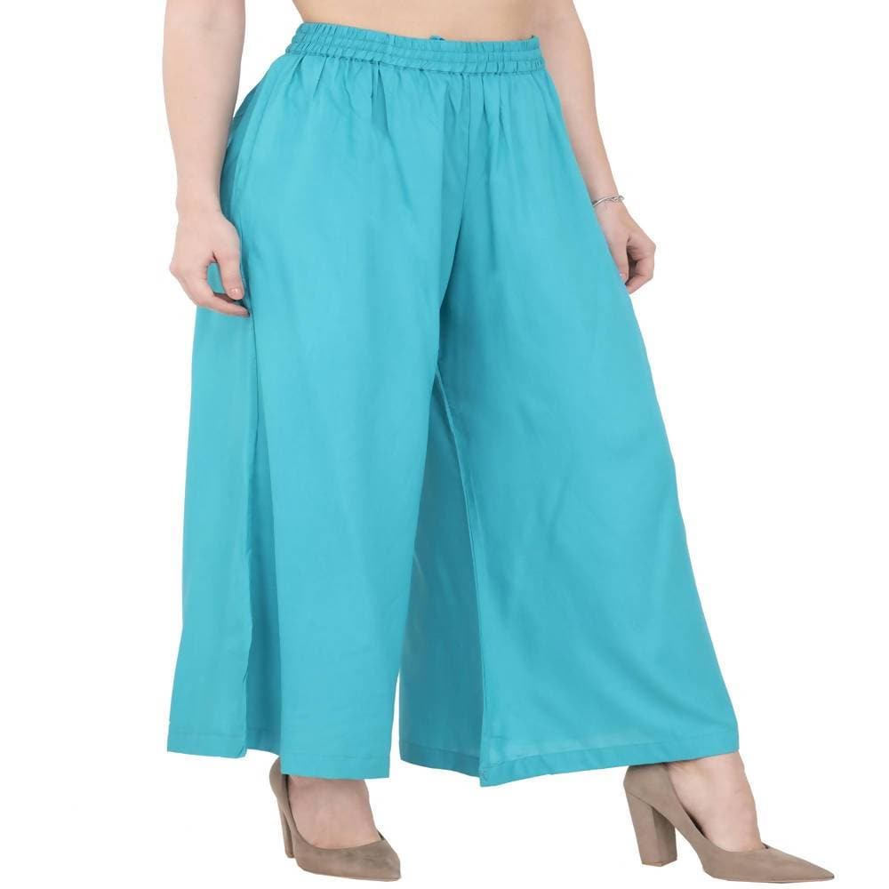 Lagi Women's Turquoise Blue Solid Palazzo (PLZ04H)