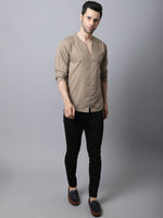 Thumbnail for Even Apparels Beige Pure Cotton Round Neck Slit Men's Kurta - Distacart