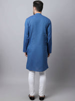 Thumbnail for Even Apparels Blue Pure Cotton Men's Kurta With Side Placket - Distacart