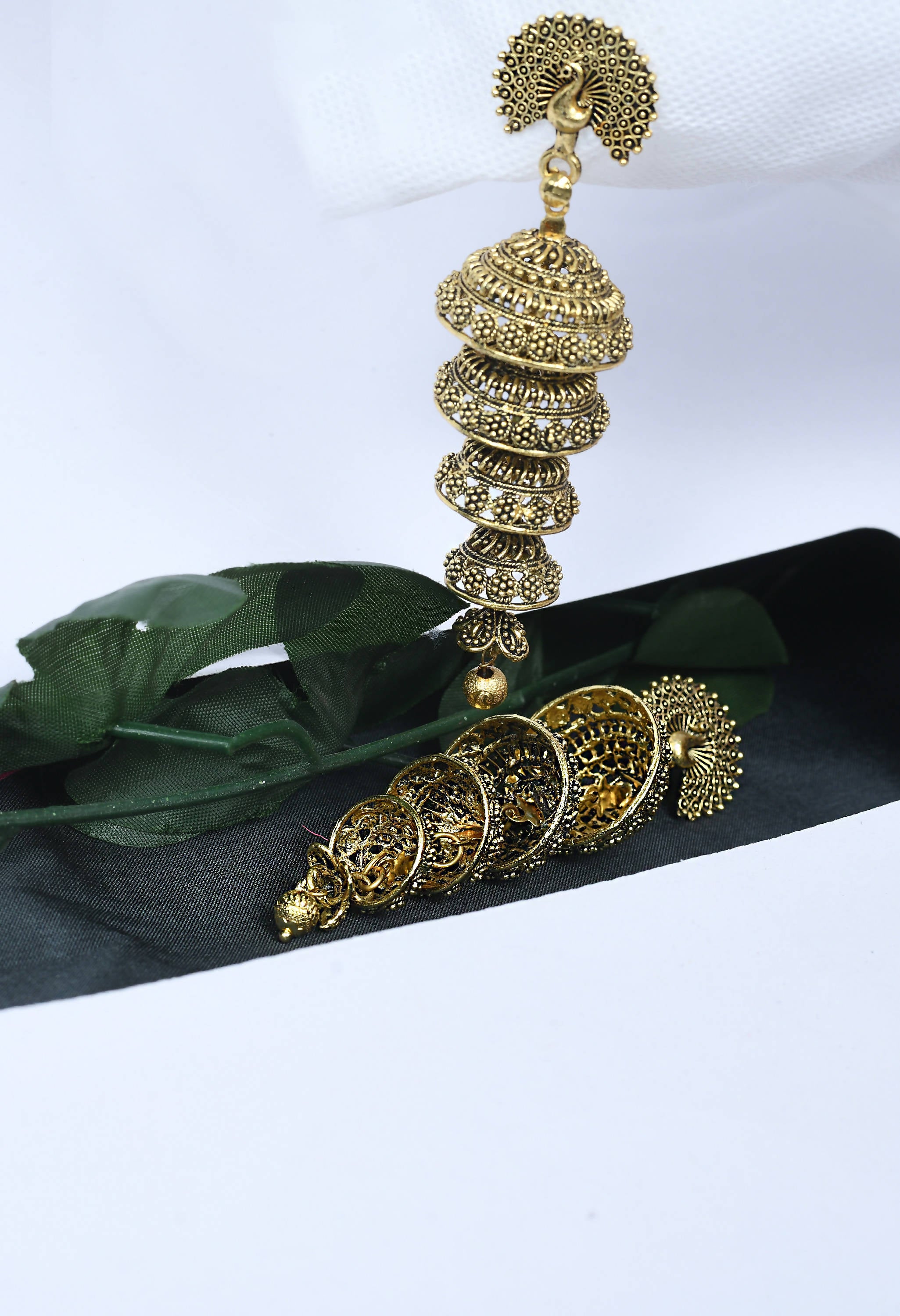 Mominos Fashion Johar Kamal Peacock Design Golden Colour Earrings - Distacart