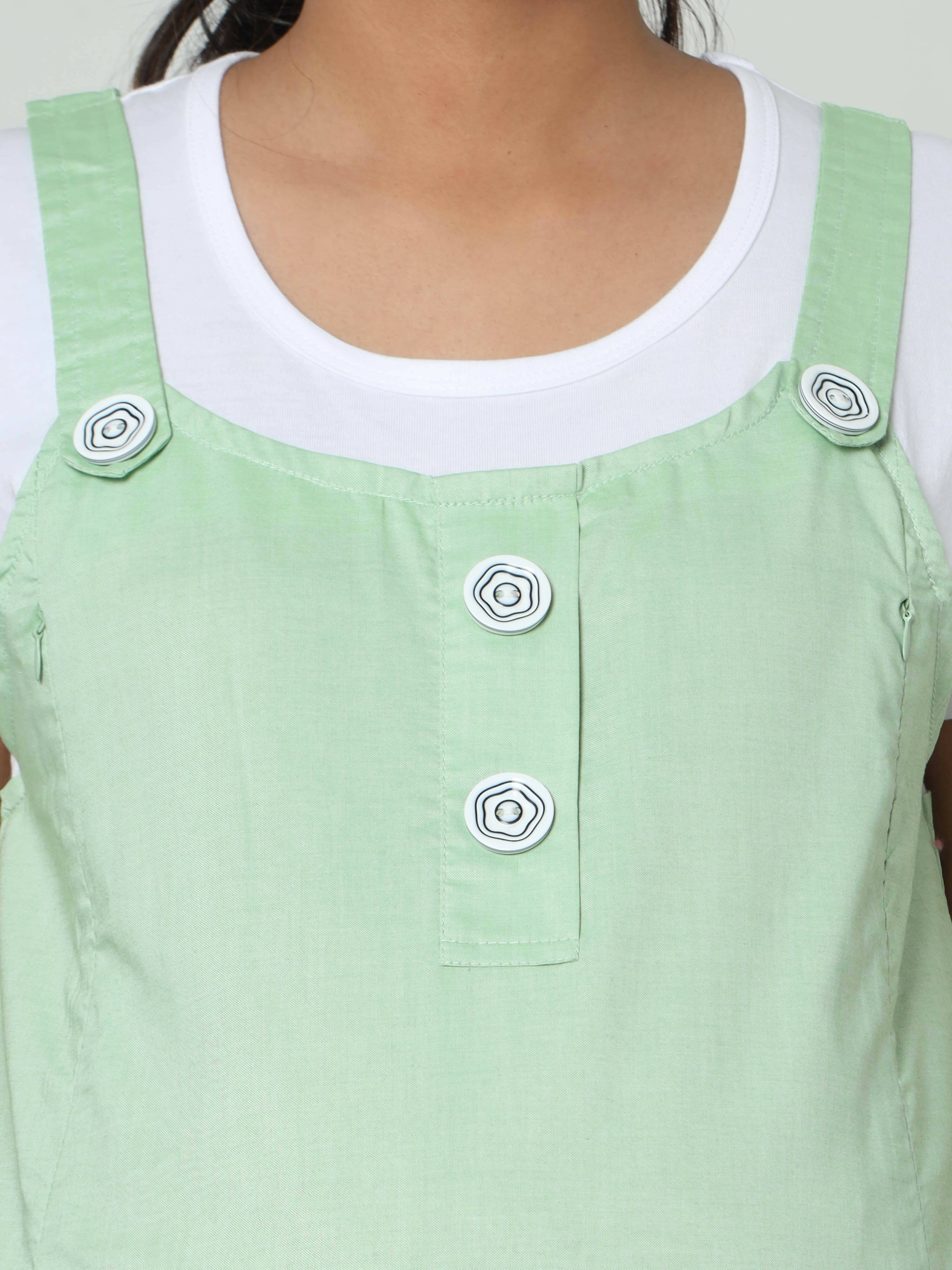 Manet Half Sleeves Solid Maternity Dress With Concealed Zipper Nursing Access - Green - Distacart