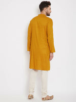 Thumbnail for Even Apparels Yellow Rayon Wedding Men's Kurta For Haldi - Distacart