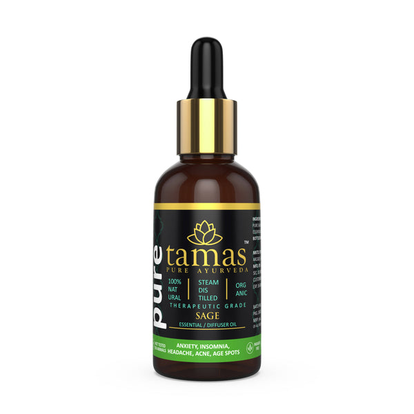 Tamas Pue Ayurveda 100% Organic Sage Essential Oil- - USDA Certified Organic - Distacart