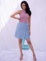 Thumbnail for Diva Globe Blue Over Lap Skirt - Distacart