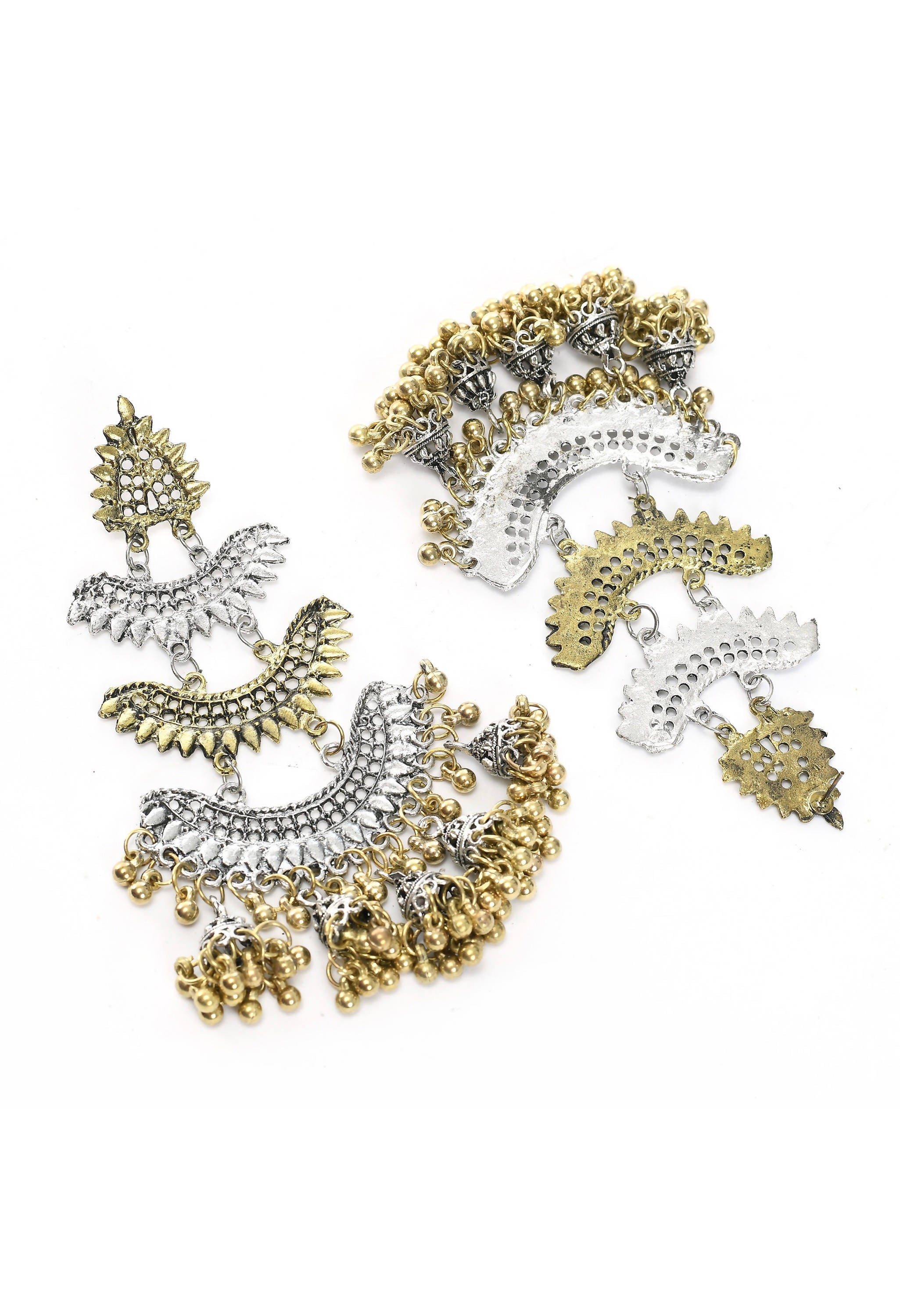 Mominos Fashion Johar Kamal Beautiful Silver & Gold Earrings - Distacart