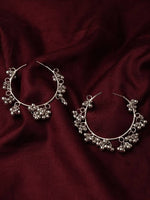 Thumbnail for Mominos Fashion Johar Kamal Silver Parrot Hoops and Ghungroo Bali Combo Earrings