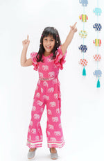 Thumbnail for Lil Drama Trunk Tales Girls Pink Flutter Sleeve Jumper - Distacart