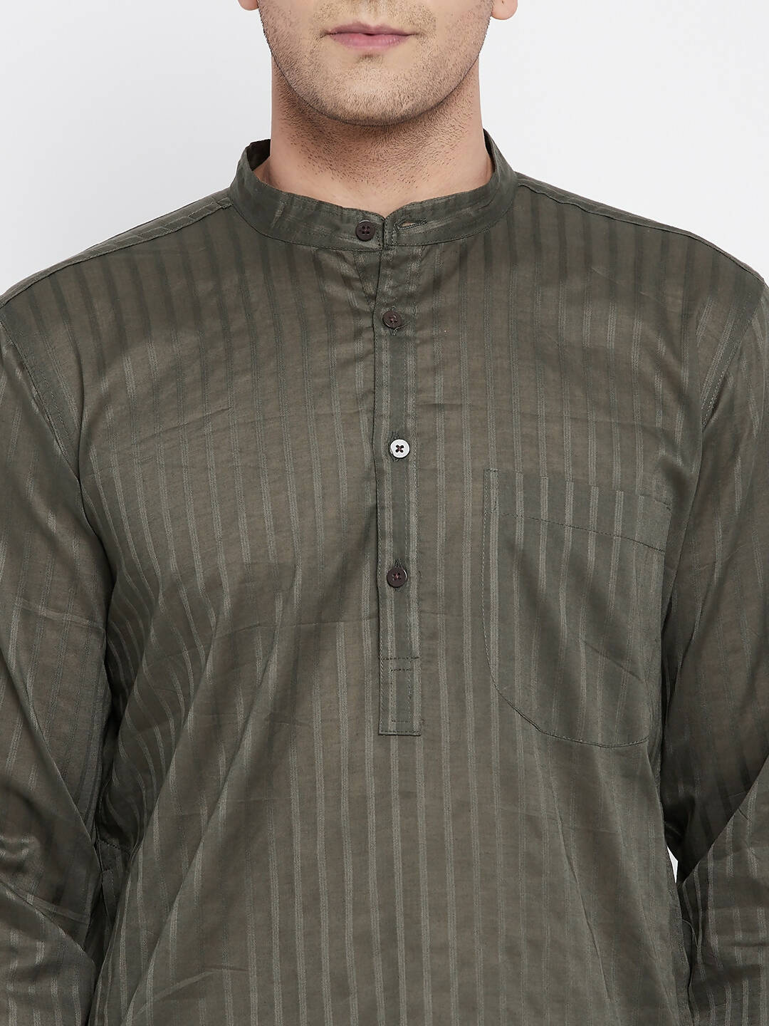 Even Apparels Green Men's Pure Cotton Kurta With Band Collar - Distacart