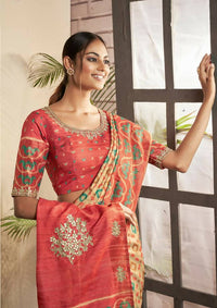 Thumbnail for Beige Bhagalpuri Silk Woven design with Hand work butta Saree - Norita Nirvi - Distacart