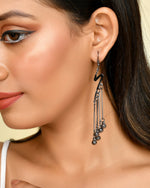 Thumbnail for VOJ Women Rhodium-Plated Drop Chain Earrings Stainless Steel Drops & Danglers - Distacart