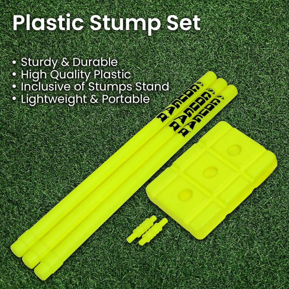 Cougar Plastic Cricket Stumps Set (Portable Plastic Wicket Set) with Stand & Bails - Distacart