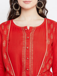 Thumbnail for NOZ2TOZ Red Printed Kurta With Palazzos - Distacart