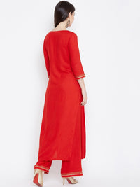 Thumbnail for NOZ2TOZ Red Printed Kurta With Palazzos - Distacart