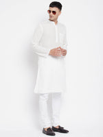 Thumbnail for Even Apparels Pure Cotton Men's Kurta With Band Collar in White Color - Distacart
