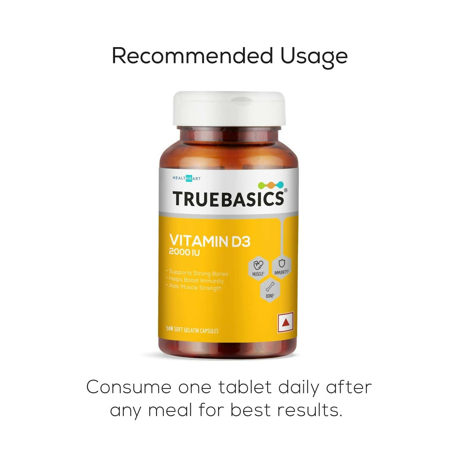 TrueBasics Vitamin D3 2000 IU Capsules - Distacart