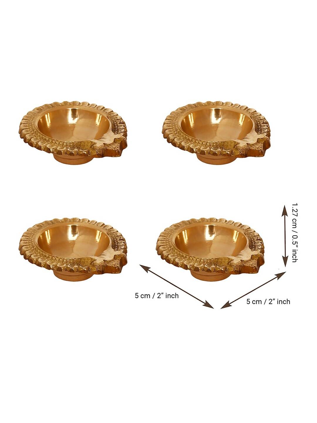eCraftIndia Set of 4 Handcrafted Brass Diyas - Distacart