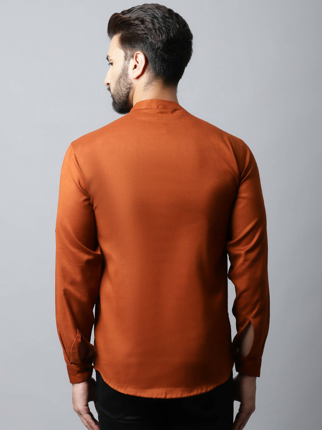 Even Apparels Brown Color Linen Pure Cotton Men's Kurta With Side Placket (SLD1137) - Distacart