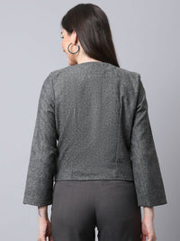 Thumbnail for Even Apparels Black Pure Wool Open Front Statement Women's Jacket - Distacart