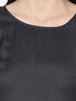 Thumbnail for Aniyah Rayon Dark Grey Color Block Print Straight Kurta (AN-203K)