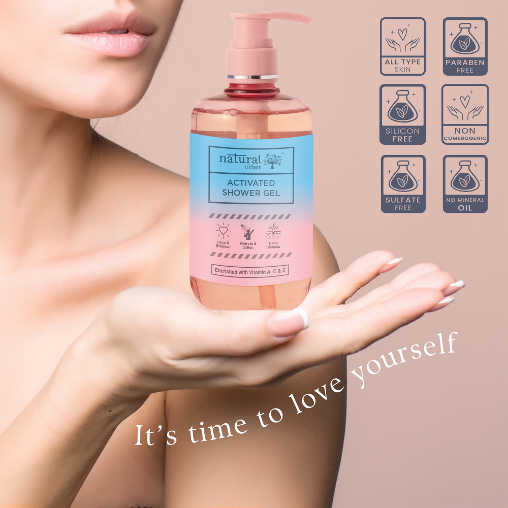 Natural Vibes Deep Cleanse & Exfoliating Routine - Shower Gel Body Wash & Scrubbing Glove - Distacart