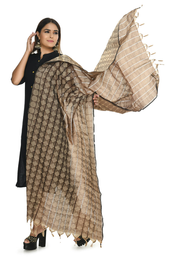 Mominos Fashion Moeza Handloom Cotton Coffee Color Dupatta - Distacart