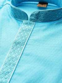 Thumbnail for Manyavar Men Blue & White Design Kurta with Churidar - Distacart