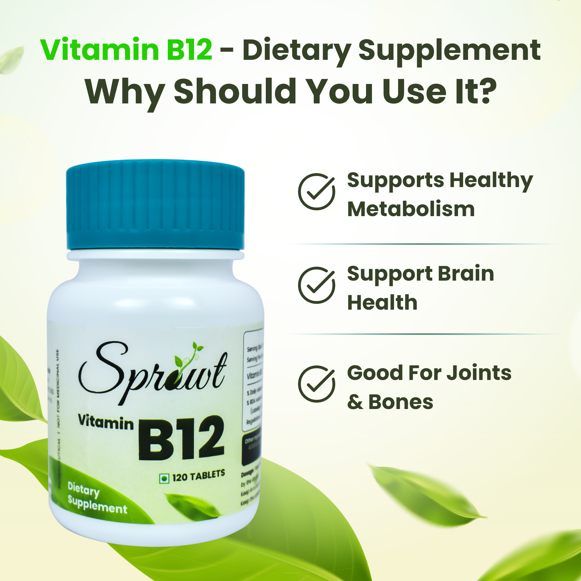 Sprowt Plant Based Vitamin B12 Tablets - Distacart